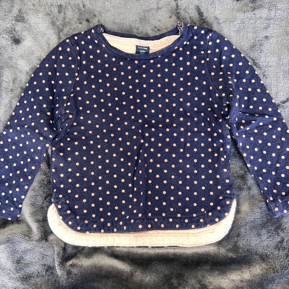 Baby Gap sweater navy bnlue with cream polkadots 2T